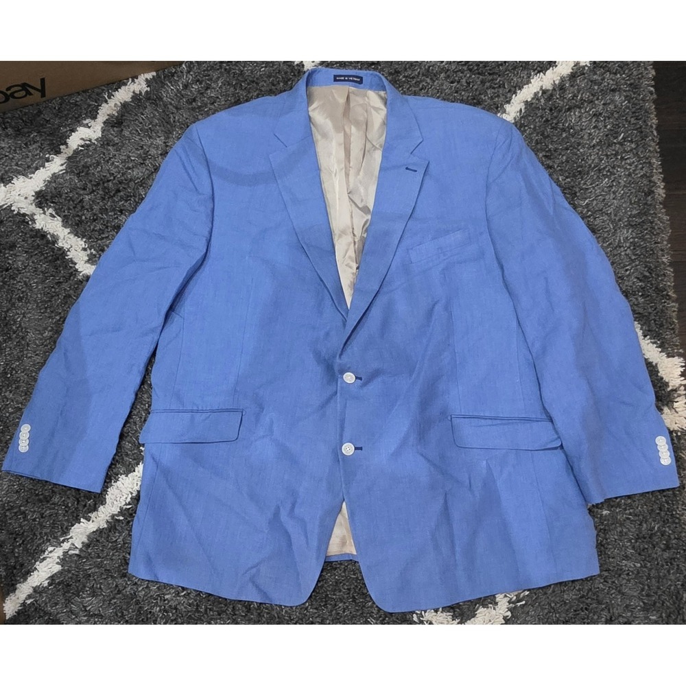 Paul Fredrick 100% Linen French Blue   Blazer Mens  Sport Coat Jacket  54R